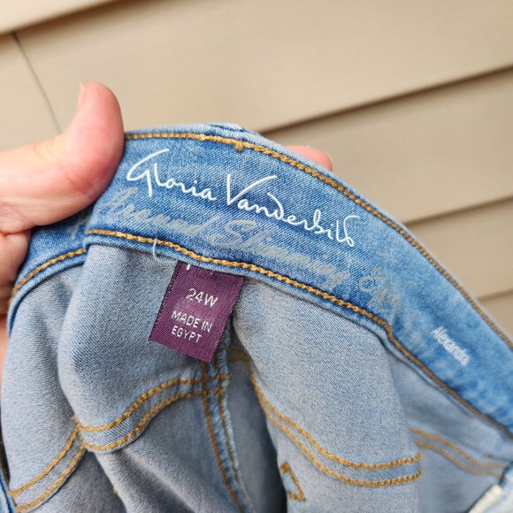 Gloria Vanderbilt Plus Light Wash Blue Skinny Ankle Jeans Alexandra Lace-Up Hem - Picture 10 of 14